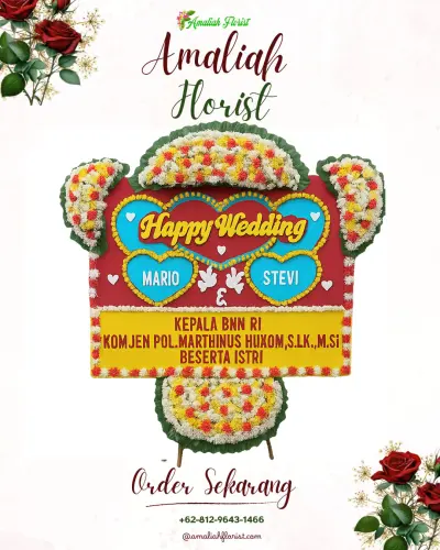 Karangan Papan Bunga Pernikahan di Sukosari